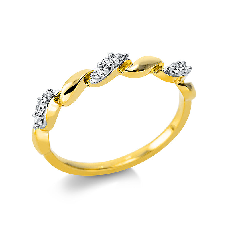 Ring 18 kt GG, 9 Brill. 0,12 ct, TW-si