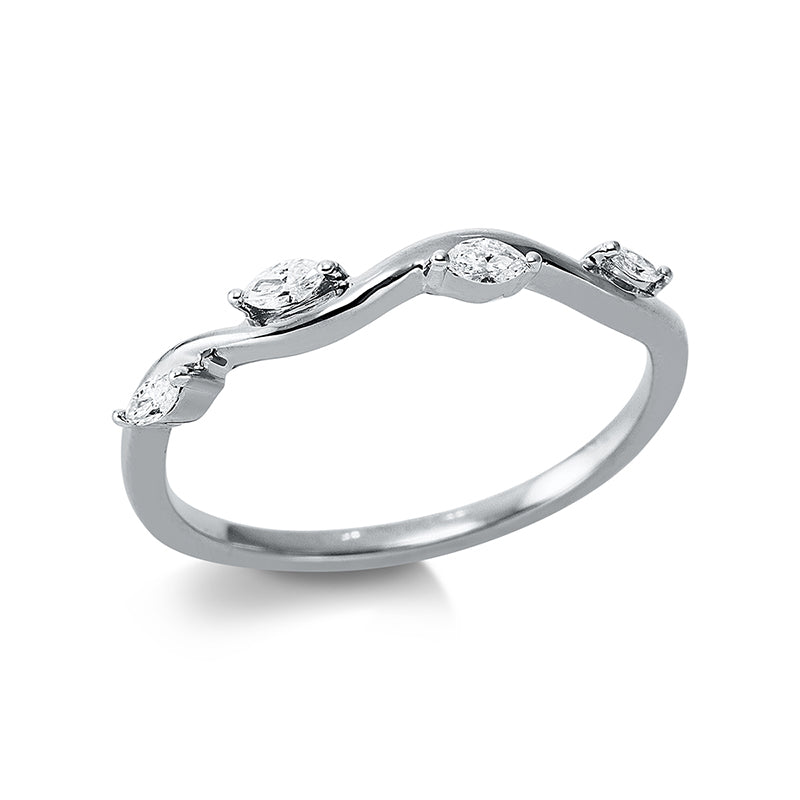 Ring 18 kt WG, 4 Nav. 0,12 ct, TW-si