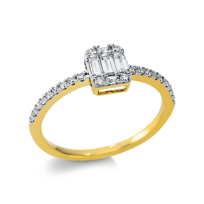 Ring 18 kt GG, 22 Brill. 0,18 ct, TW-si, 5 Bag. 0,18 ct, TW-si