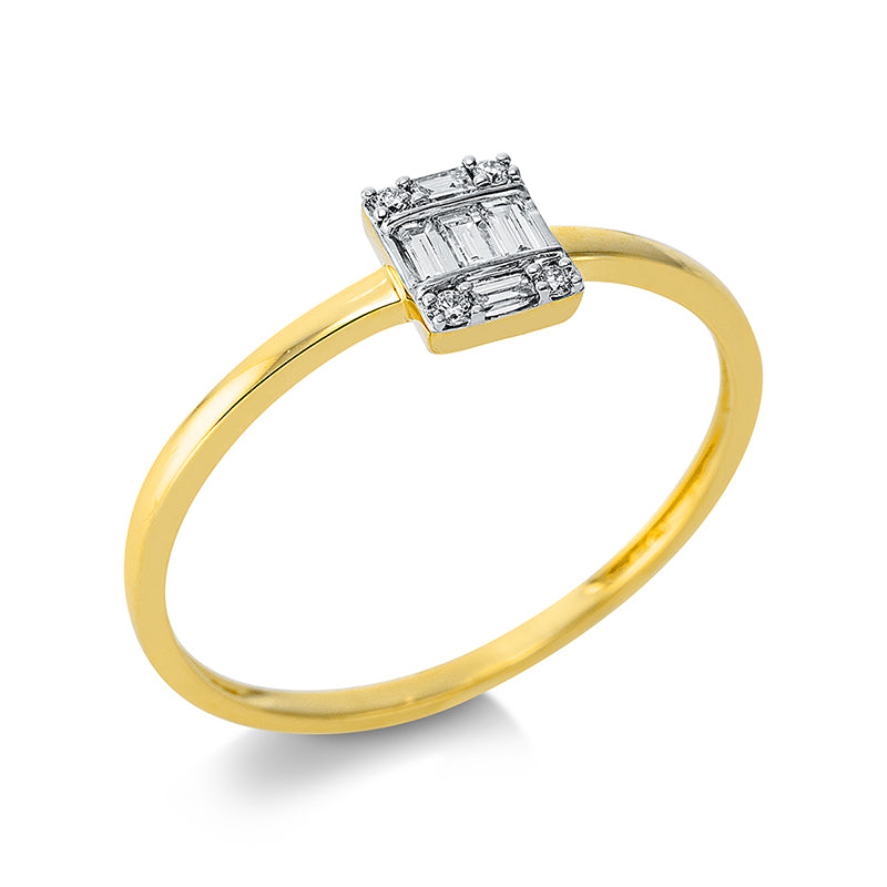 Ring 18 kt GG, 5 Bag. 0,09 ct, TW-si, 4 Brill. 0,02 ct, TW-si