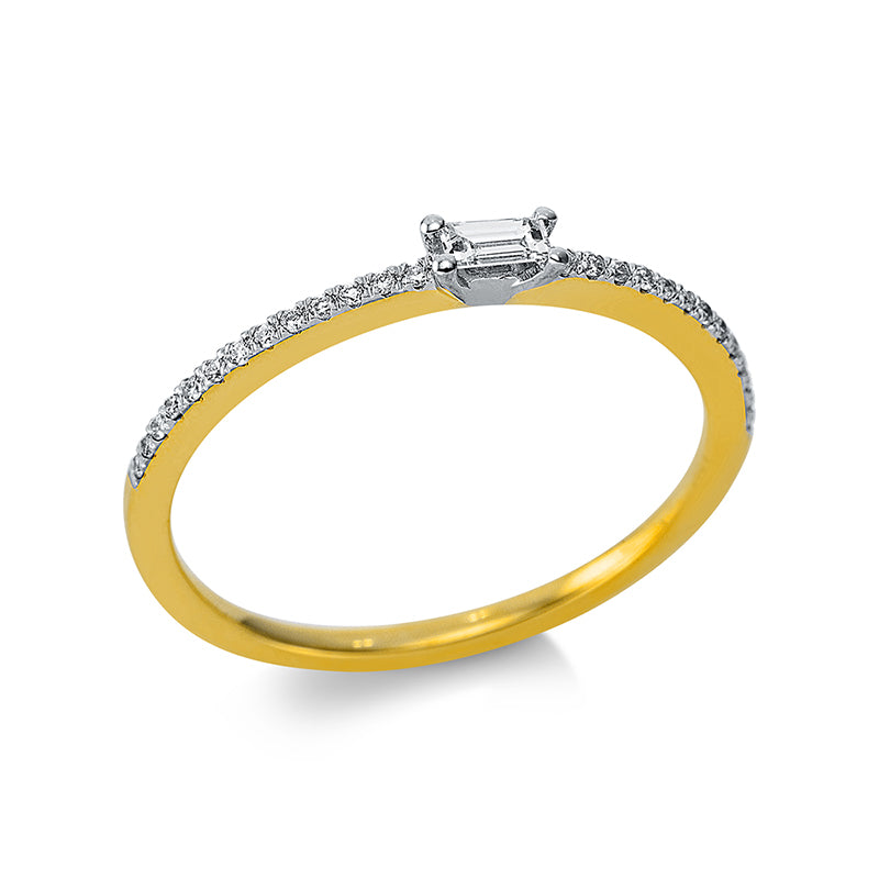 Ring 18 kt GG, 1 Bag. 0,05 ct, TW-si, 26 Brill. 0,07 ct, TW-si