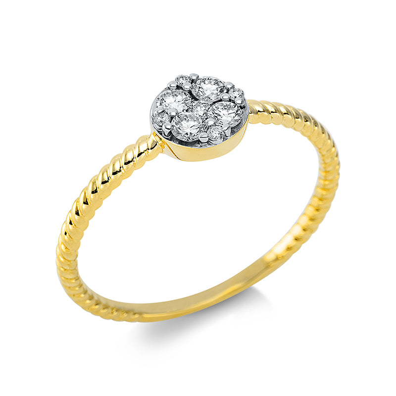 Ring 18 kt GG, 9 Brill. 0,20 ct, TW-si