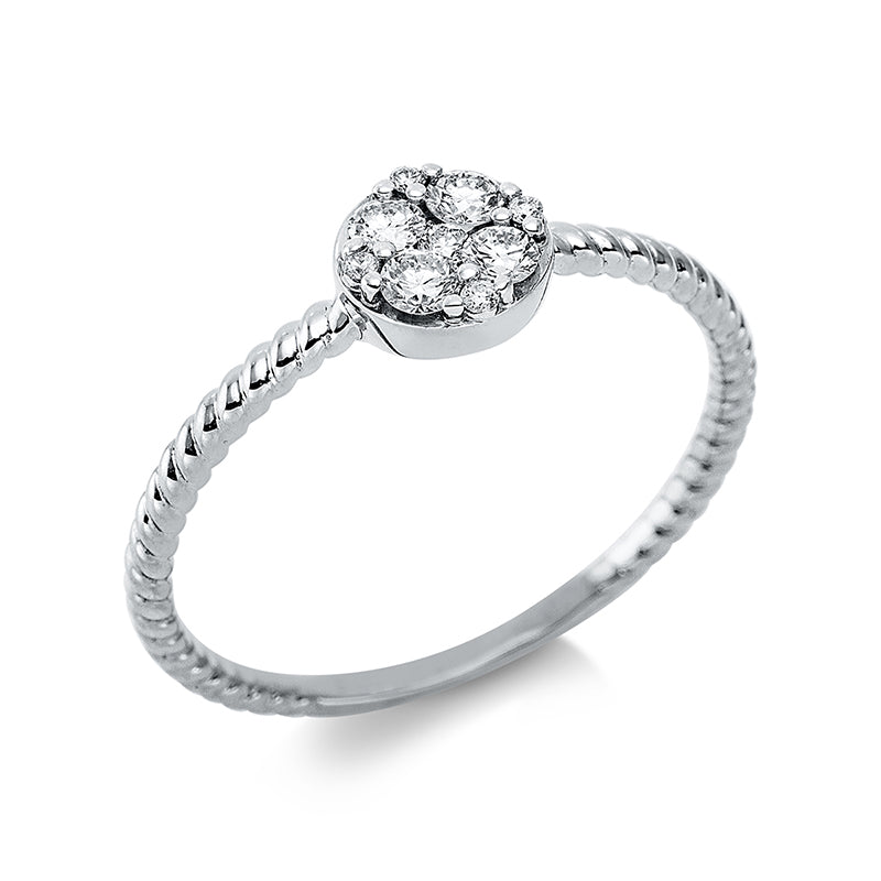 Ring 18 kt WG, 9 Brill. 0,20 ct, TW-si