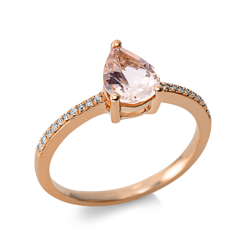 Ring 18 kt RG, 20 Dia. 0,07 ct, TW-si, 1 Morganit 0,85 ct pink