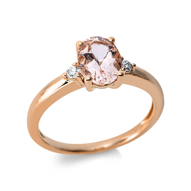 Ring 18 kt RG, 2 Brill. 0,07 ct, TW-si, 1 Morganit 1,15 ct pink