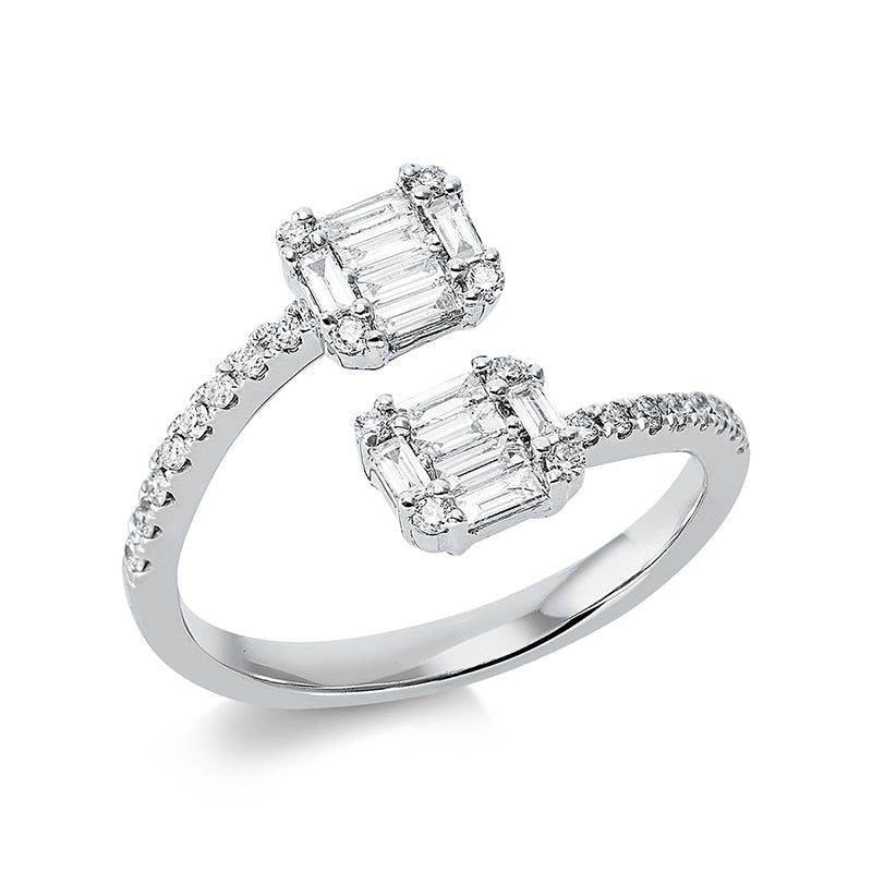Ring 18 kt WG, 12 Trap. 0,31 ct, TW-si, 24 Brill. 0,19 ct, TW-si