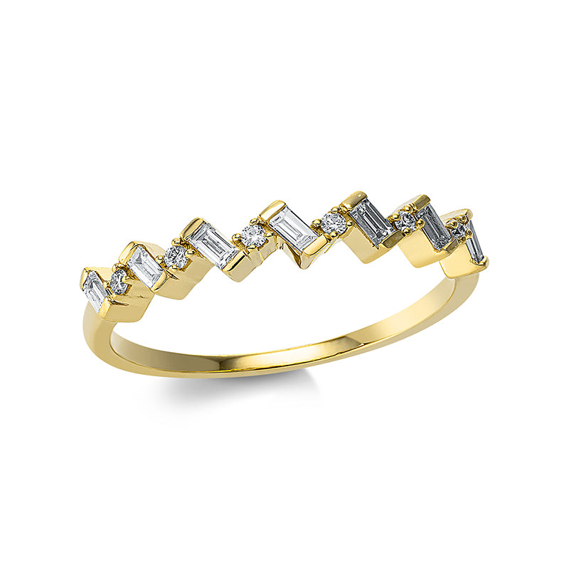 Ring 18 kt GG. 7 Trapeze 0.14 ct. TW-si. 6 Brillanten 0.05 ct. TW-si. Weite:53