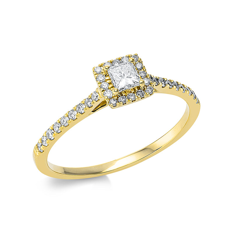 Ring 18 kt GG, 1 Princ. 0,16 ct, TW-si, 34 Brill. 0,18 ct, TW-si
