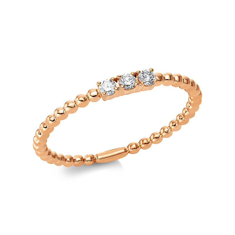 Ring 18 kt RG. 3 Brillanten 0.09 ct. TW-si. H:6.3 mm. B:1.8 mm. Weite:53