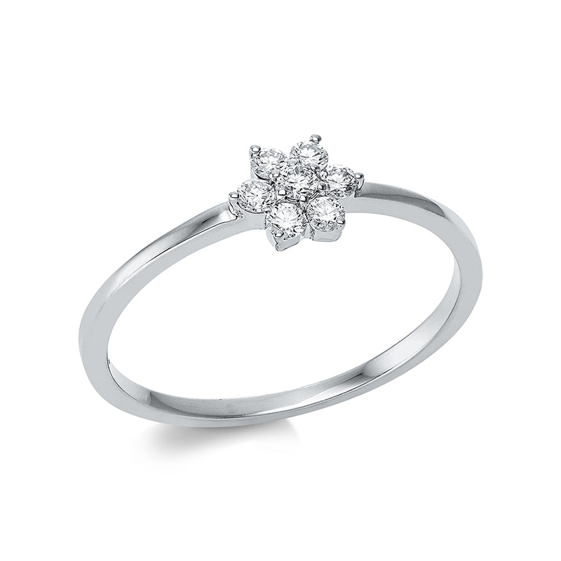 Ring 18 kt WG, 1 Brill. 0,03 ct, TW-si, 6 Brill. 0,13 ct, TW-si