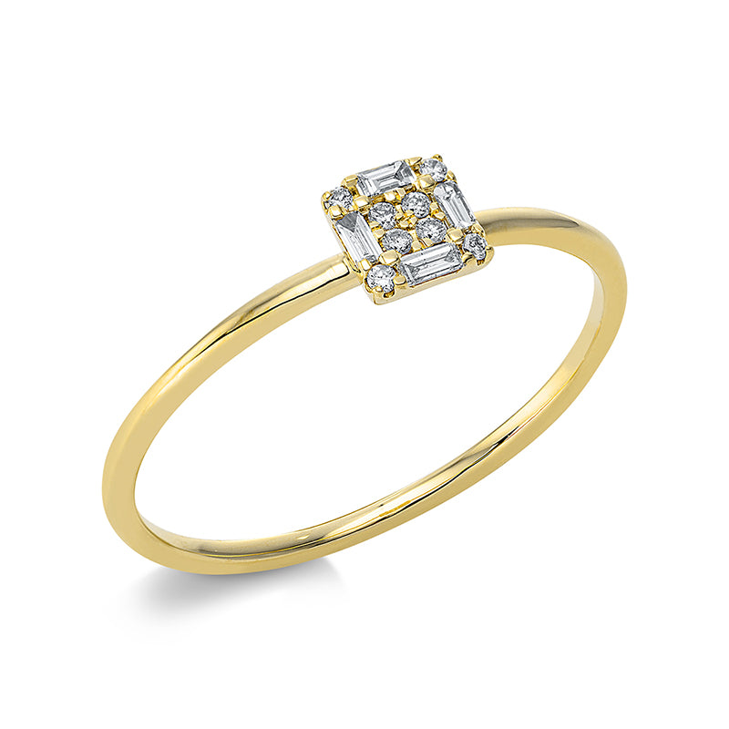 Ring 18 kt GG, 4 Trap. 0,05 ct, TW-si, 8 Brill. 0,03 ct, TW-si