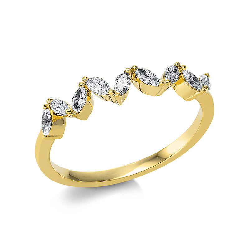 Ring 18 kt GG. 9 Navette 0.28 ct. TW-si. Weite:53