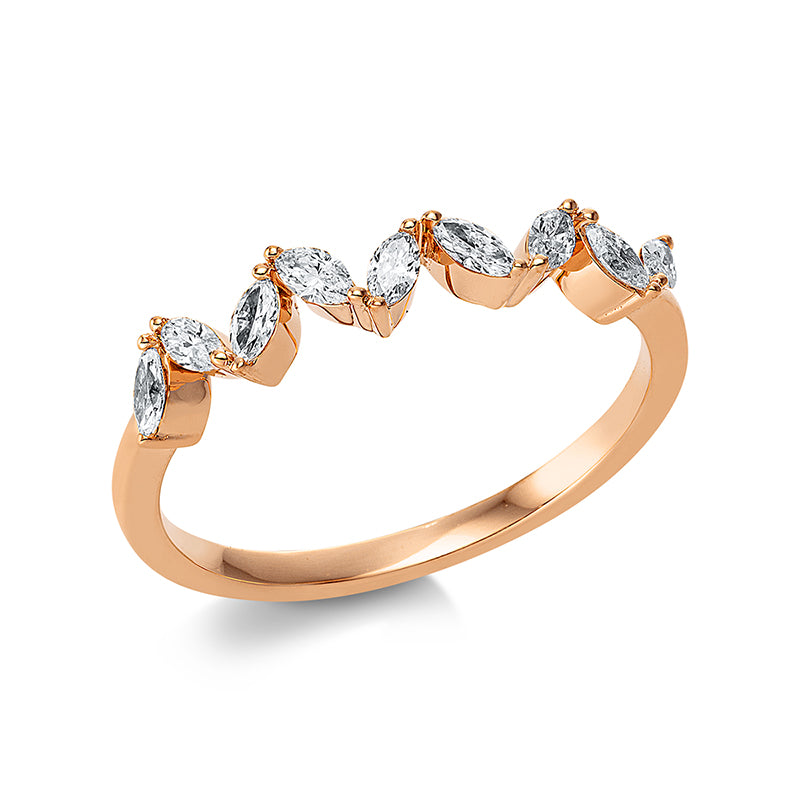 Ring 18 kt RG. 9 Navette 0.28 ct. TW-si. B:3.4 mm. Weite:53