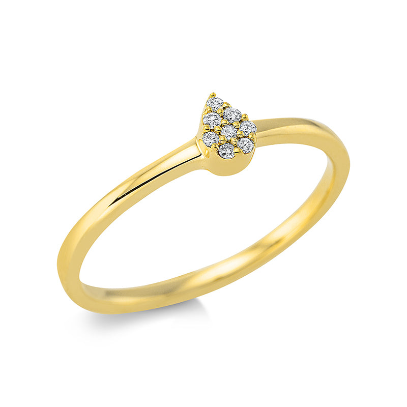 Ring 18 kt GG, 2 Brill. 0,02 ct, TW-si, 6 Brill. 0,03 ct, TW-si