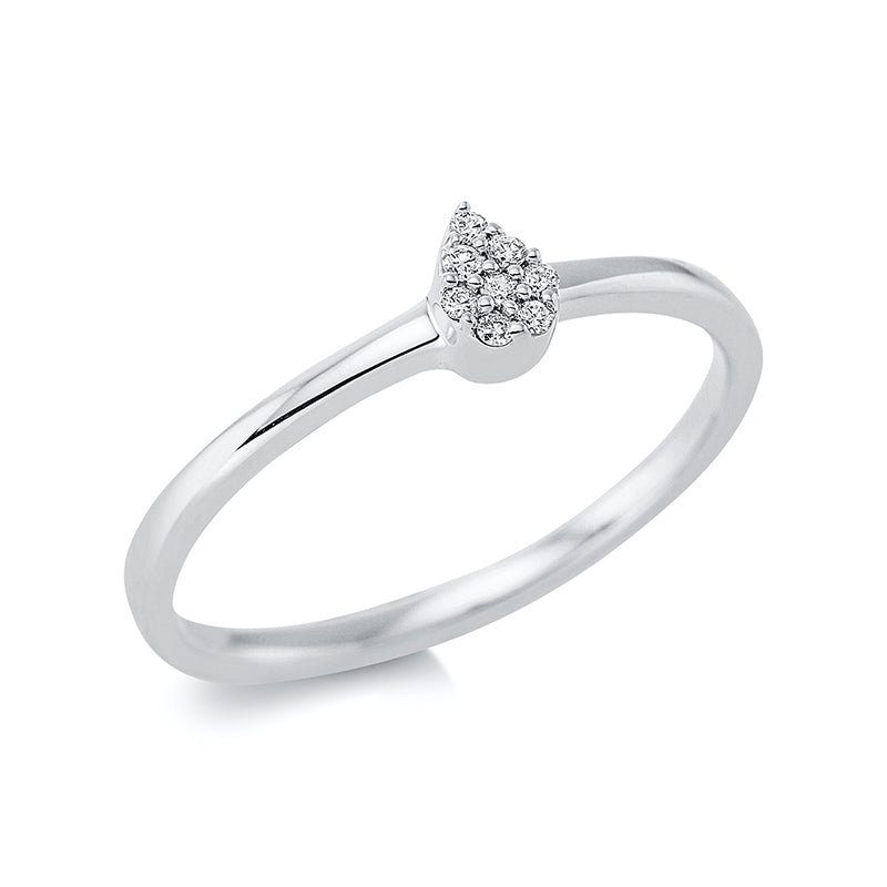 Ring 18 kt WG, 2 Brill. 0,02 ct, TW-si, 6 Brill. 0,03 ct, TW-si