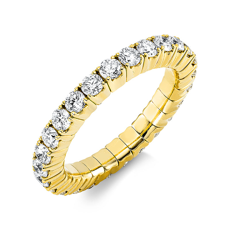 Ring 4er-Krappe 18 kt GG. Flex-Band. variabel. 26 Brillanten 1.88 ct. TW-si. B:3.2 mm. Weite:54