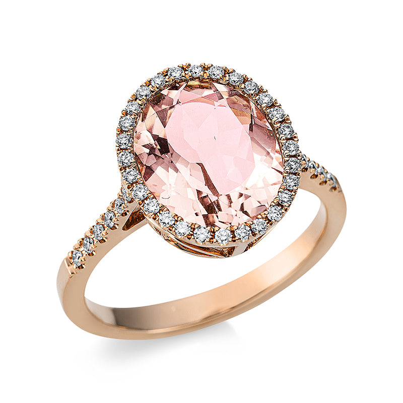 Ring 18 kt RG, 40 Brill. 0,23 ct, TW-si, 1 Morganit 3,10 ct pink