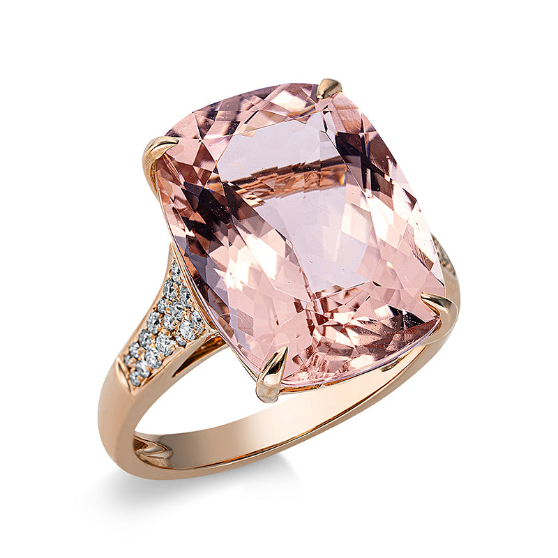 Ring 18 kt RG, 34 Brill. 0,19 ct, TW-si, 1 Morganit 10,20 ct pink