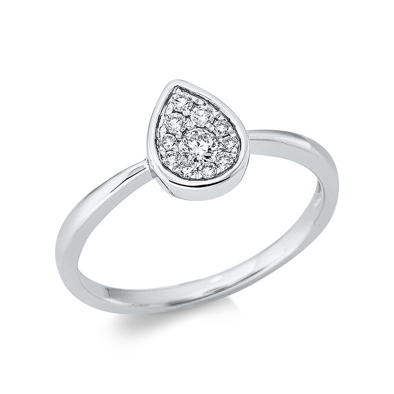 Ring 18 kt WG, 1 Brill. 0,07 ct, TW-si, 10 Brill. 0,12 ct, TW-si