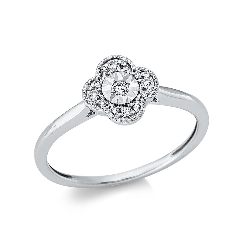 Ring 18 kt WG, 4 Brill. 0,05 ct, TW-si, 1 Brill. 0,03 ct, TW-si, 8 Brill. 0,03 ct, TW-si