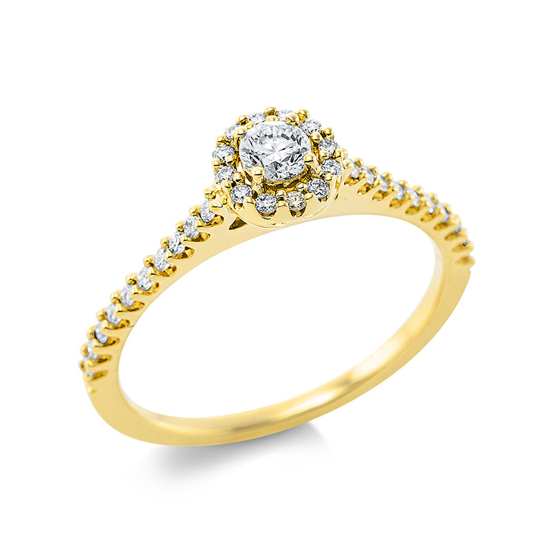 Ring 18 kt GG, 1 Brill. 0,16 ct, TW-si, 32 Brill. 0,20 ct, TW-si