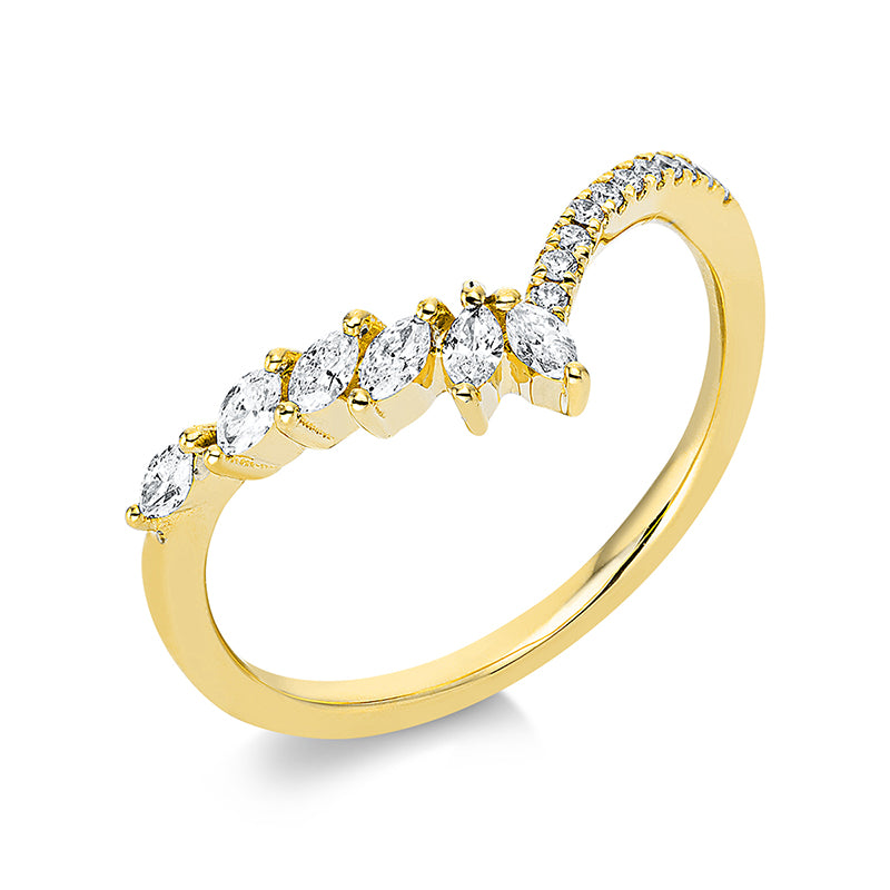 Ring 18 kt GG, 6 Nav. 0,18 ct, TW-si, 11 Brill. 0,06 ct, TW-si