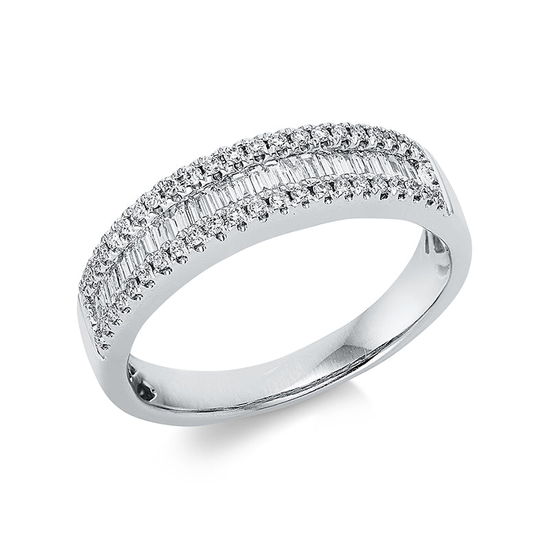 Ring 18 kt WG, 24 Bag. 0,25 ct, TW-si, 44 Brill. 0,18 ct, TW-si
