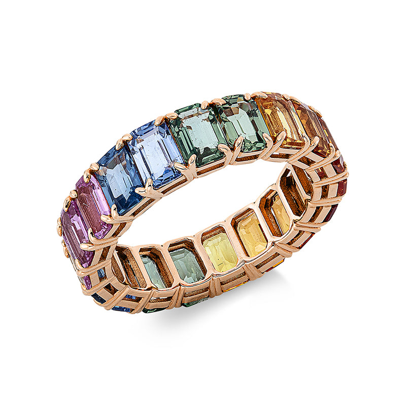 Ring 18 kt RG, 19 Saphire 12,57 ct multicolor