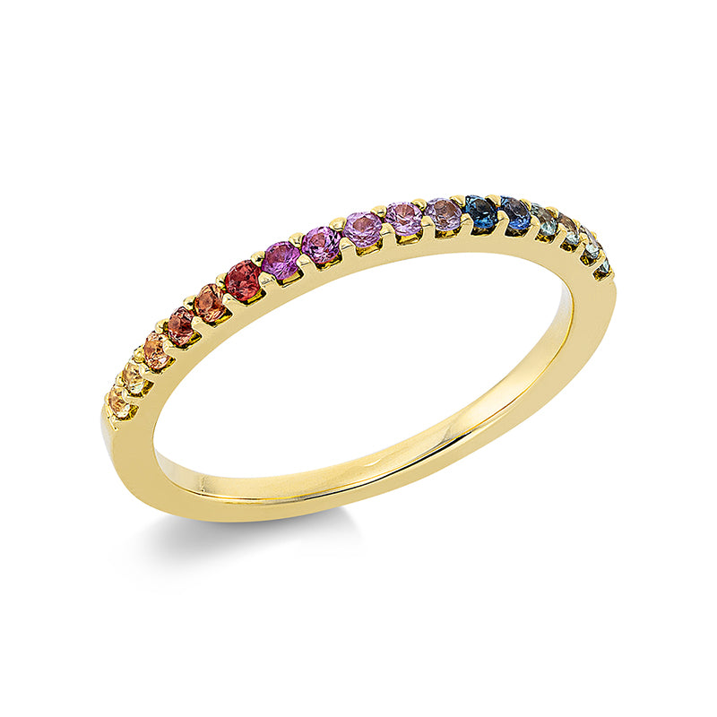 Ring 18 kt GG. 17 Rubine 0.32 ct rot. B:1.7 mm. Weite:54