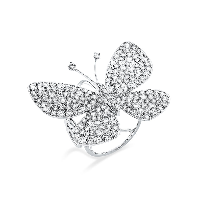 Ring 18 kt WG Schmetterling. 190 Brillanten 5.24 ct. TW-vsi/si. Weite:54