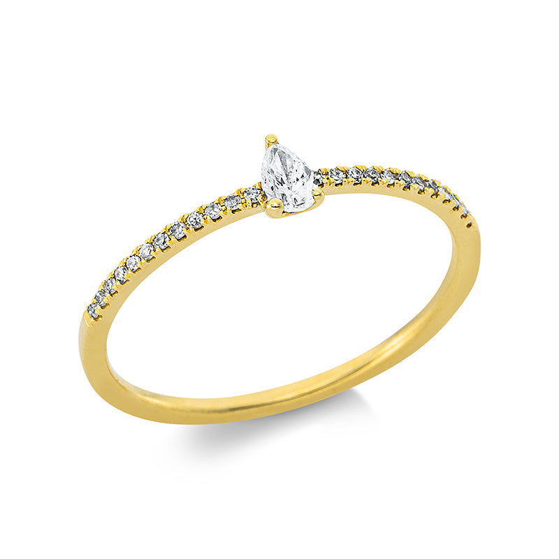 Ring 18 kt GG, 1 Tropfen 0,09 ct, TW-vsi/si, 24 Dia. 0,06 ct, W-si