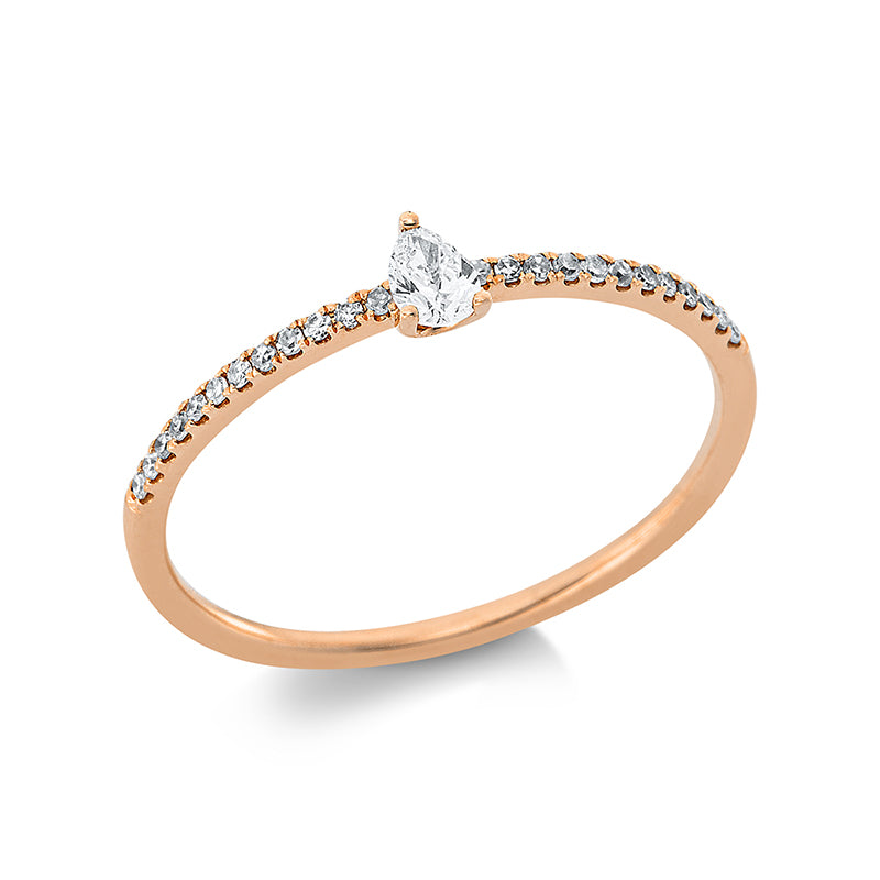 Ring 3er-Krappe 18 kt RG. 1 Tropfen 0.10 ct. TW-vsi/si. 24 Diamanten 0.09 ct. W-si. H:2.7 mm. B:4.0 mm. Weite:54