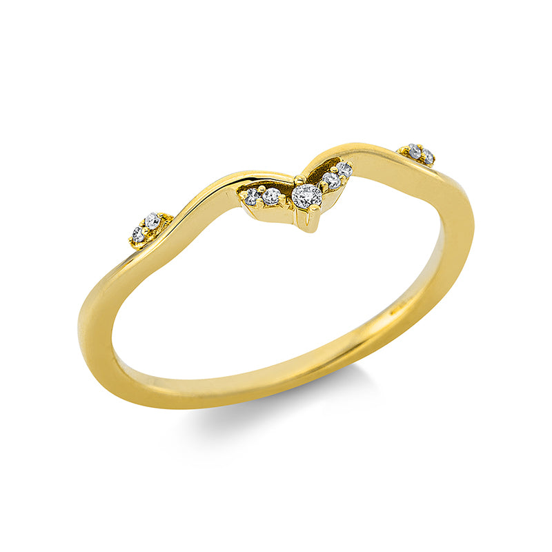 Ring 18 kt GG. 1 Brill. 0.01 ct. TW-pi. 8 Diamanten 0.03 ct. W-si. B:6.3 mm. Weite:53