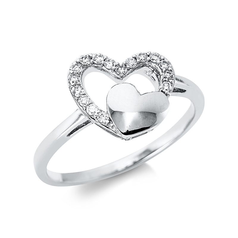 Ring 18 kt WG Herz. 16 Brillanten 0.14 ct. TW-si. Weite:54