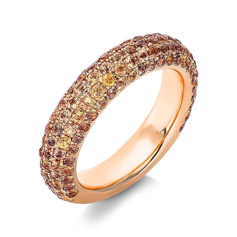 Ring 18 kt RG, 139 Saphire 2,88 ct orange