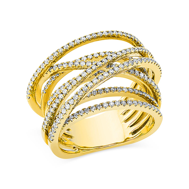 Ring 18 kt GG. 220 Brillanten 1.02 ct. TW-si. B:15.3 mm. Weite:54