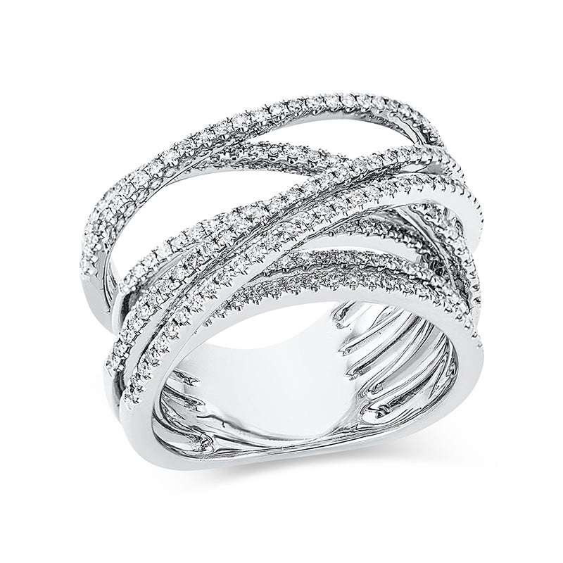 Ring 18 kt WG. 220 Brillanten 0.90 ct. TW-si. B:15.3 mm. Weite:54