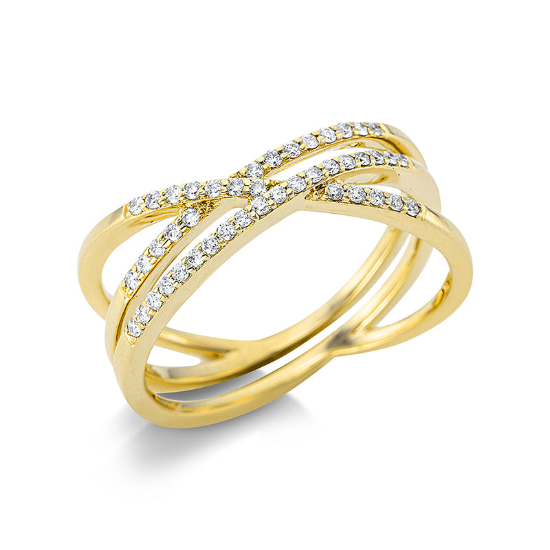Ring 18 kt GG. 44 Brillanten 0.21 ct. TW-si. B:7.9 mm. Weite:54