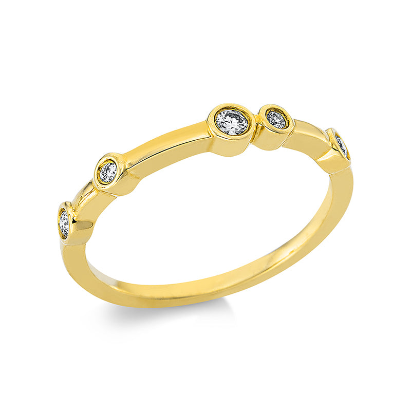 Ring Zarge 18 kt GG. 5 Brillanten 0.10 ct. TW-vsi. B:3.2 mm. Weite:53