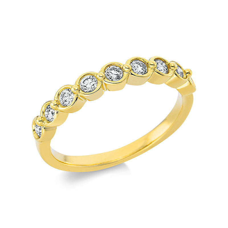 Ring Zarge 18 kt GG. 9 Brillanten 0.34 ct. TW-si. B:3.2 mm. Weite:53