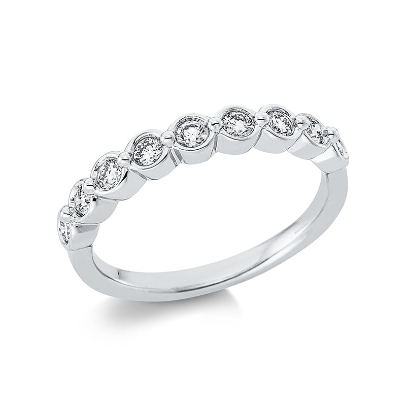 Ring Zarge 18 kt WG. 9 Brillanten 0.33 ct. TW-si. B:3.2 mm. Weite:53