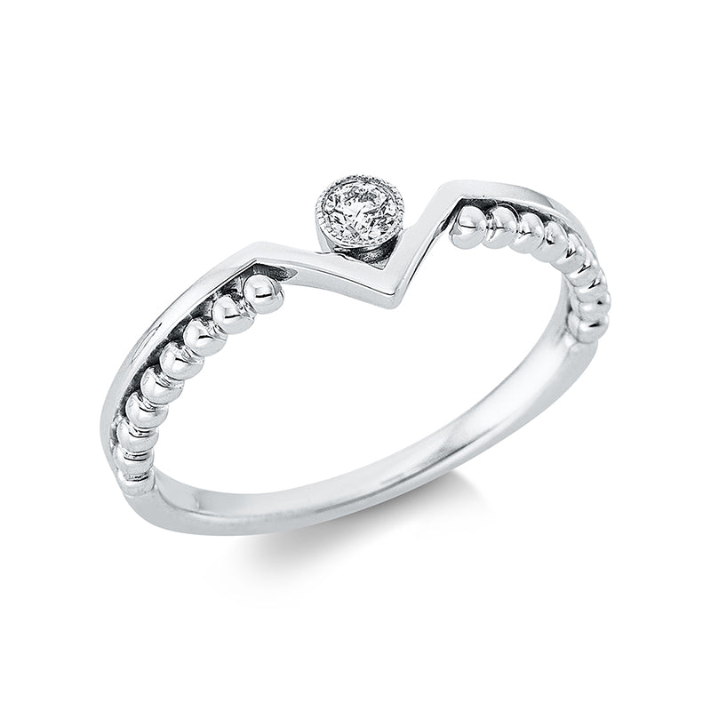 Ring Zarge 18 kt WG. 1 Brill. 0.07 ct. TW-pi. Weite:53