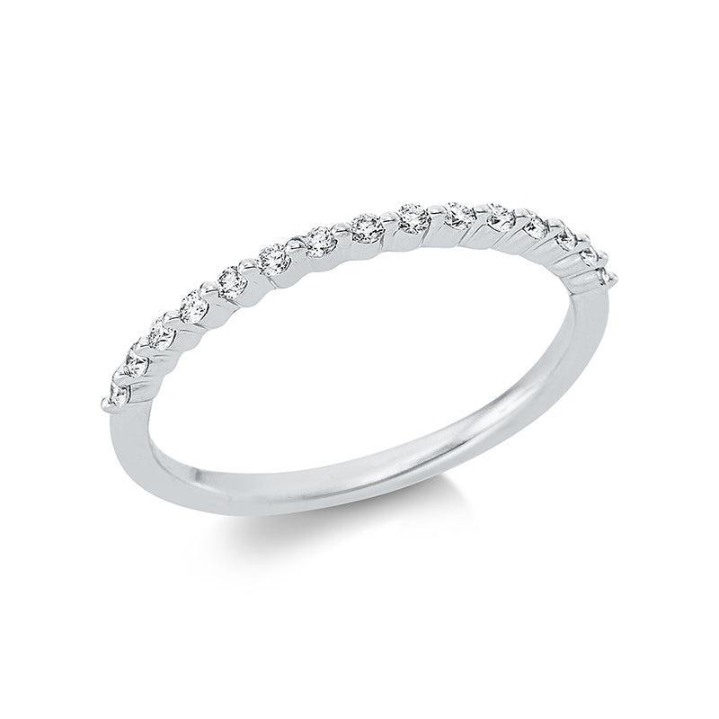 Ring 18 kt WG. 15 Brillanten 0.14 ct. TW-si. B:1.2 mm. Weite:53