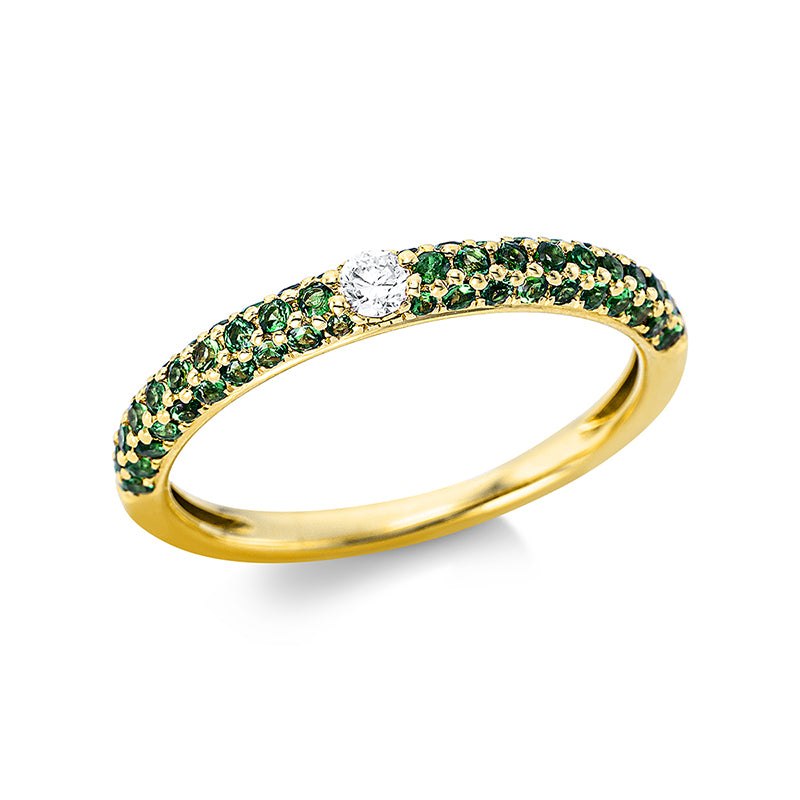 Ring 18 kt GG. 1 Brill. 0.07 ct. TW-si. 60 Tsavorith 0.60 ct grün. Weite:54