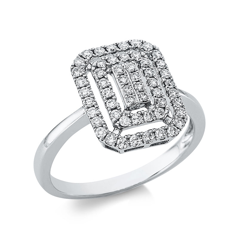 Ring 18 kt WG. 26 Brillanten 0.18 ct. TW-si. 28 Brillanten 0.24 ct. TW-si. Weite:53