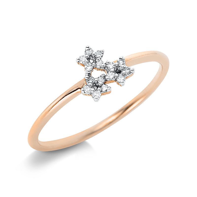 Ring 14 kt RG. 15 Brillanten 0.06 ct. TW-si. Weite:53
