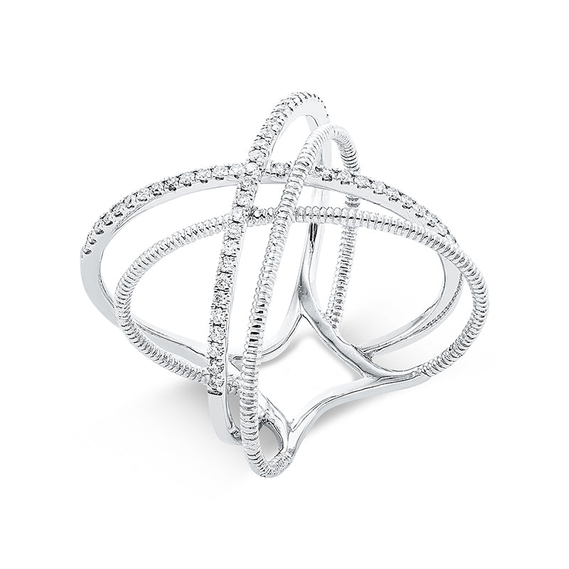 Ring 18 kt WG. 53 Brillanten 0.25 ct. TW-pi. H:20.3 mm. Weite:54