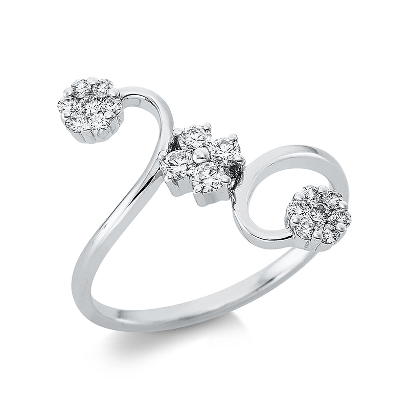 Ring 18 kt WG. 12 Brillanten 0.13 ct. TW-si. 6 Brillanten 0.20 ct. TW-si. Weite:53