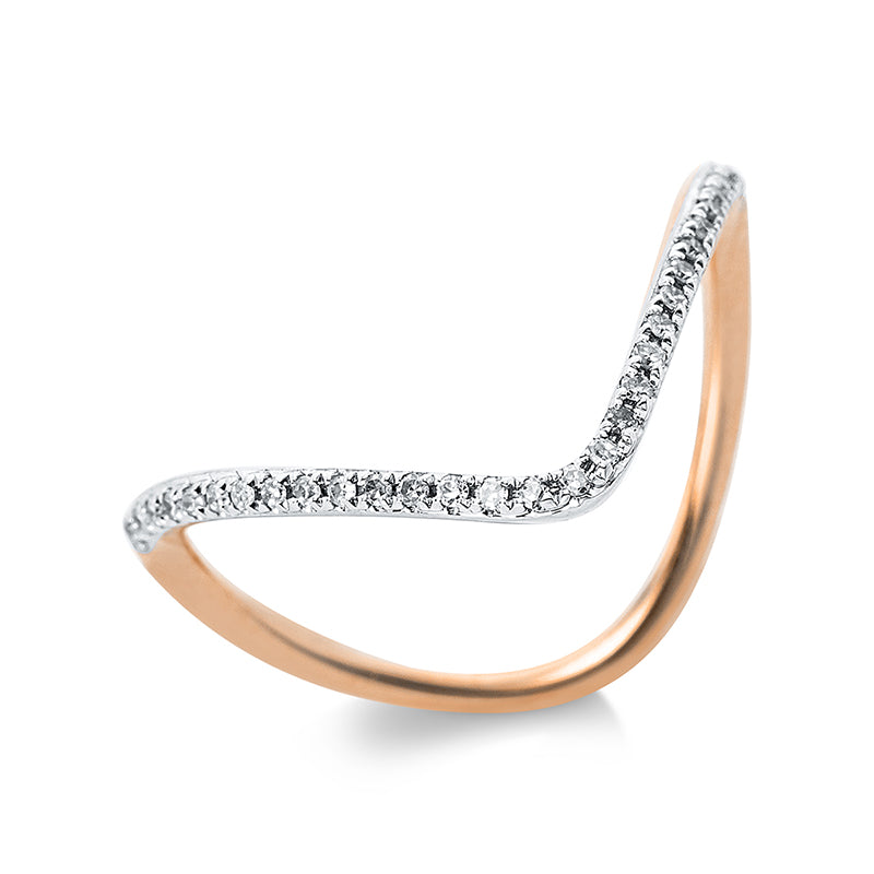 Ring 14 kt RG+WG. 31 Diamanten 0.13 ct. TW-si. Weite:54