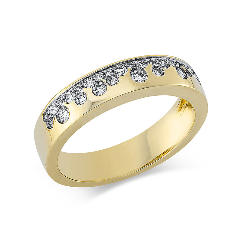 Ring 14 kt GG+WG. 16 Brillanten 0.24 ct. TW-si. 12 Diamanten 0.05 ct. TW-si. B:4.4 mm. Weite:53